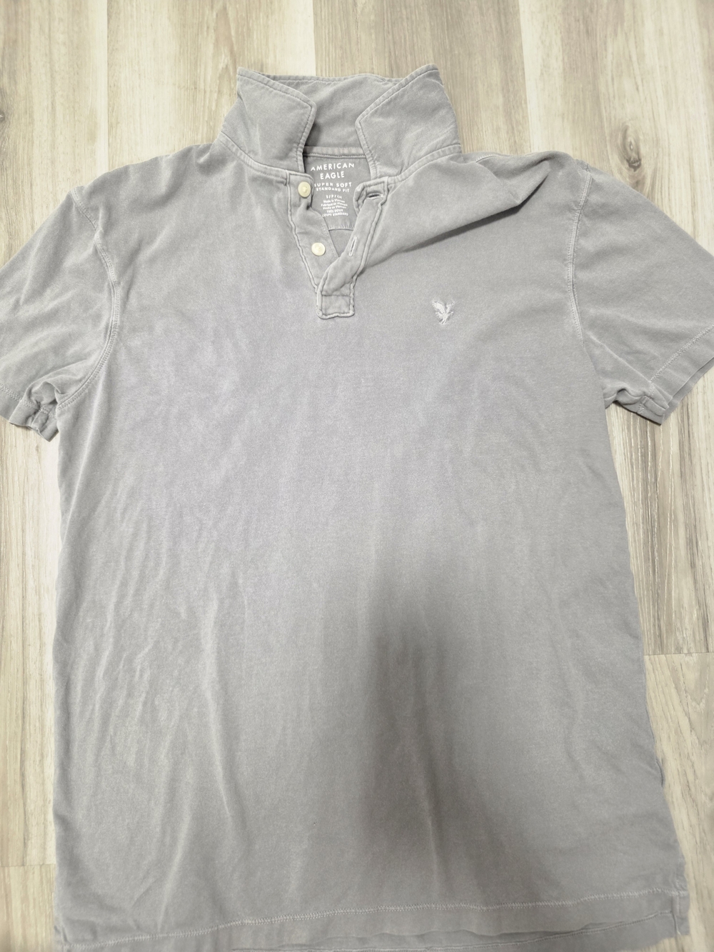 American Eagle Outfitters Men’s Light Gray Polo with Embroidered Logo